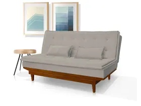 Sofa-Cama Sara 3 Lugares Casal Reclinavel Base Em Madeira JB Estofados