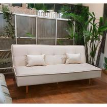 Sofá Cama Silver 3 Lugares Reclinável 1,92 Material Sintético Bege Speciale Home