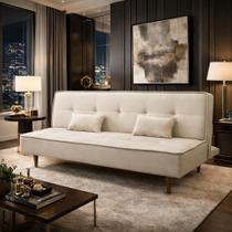 Sofá Cama Silver 3 Lugares Reclinável 1,92 Material Sintético Bege Star Confort Sofá Cama Silver 3 Lugares Reclinável 1,92 Material Sintético Bege Star Confort
