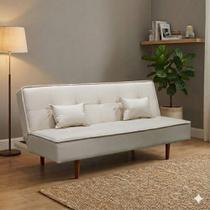 Sofá Cama Silver 3 Lugares Reclinável 1,92 Material Sintético Bege Star Confort