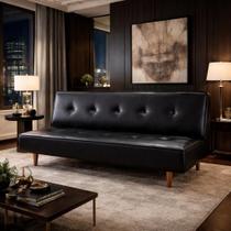 Sofá Cama Silver 3 Lugares Reclinável 1,92 Material Sintético Facto Preto - Star Confort Sofá Cama Silver 3 Lugares Reclinável 1,92 Material Sintético Facto Preto - Star Confort