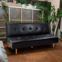 Sofá Cama Silver 3 Lugares Reclinável 1,92 Material Sintético Facto Preto - Star Confort