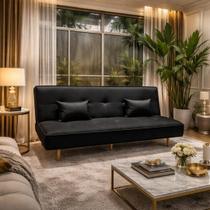 Sofá Cama Silver 3 Lugares Reclinável 1,92 Material Sintético Preto - Star Confort Sofá Cama Silver 3 Lugares Reclinável 1,92 Material Sintético Preto - Star Confort