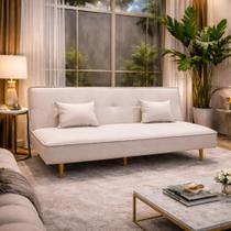 Sofá Cama Silver 3 Lugares Reclinável Casal Corano Bege - Star Confort