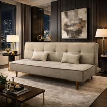 Sofá Cama Silver 3 Lugares Reclinável Suede Bege 1,92 - Star Confort Sofá Cama Silver 3 Lugares Reclinável Suede Bege 1,92 - Star Confort