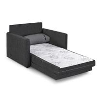 Sofá-Cama Solteiro Aurora Herval, Linho Grafite Fechado, 106 cm Sofá-Cama Solteiro Aurora Herval, Linho Grafite Fechado, 106 cm