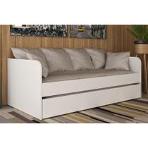 Sofá Cama Solteiro CM8032 c/ Auxiliar Branco - Tecno Mobili