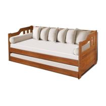 Sofa cama solteiro de madeira maciça com cama auxiliar e colchão Atraente castanho - Atraente Móveis
