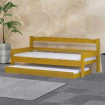 Sofá cama solteiro de madeira maciça com cama auxiliar Nemargi Cerejeira