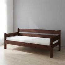 Sofá Cama Solteiro de Madeira Maciça com Colchão Castanho Sofá Cama Solteiro de Madeira Maciça com Colchão Castanho
