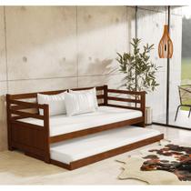 Sofá Cama Solteiro em Madeira Vintage + 2 Colchões Enjoy - Castanho