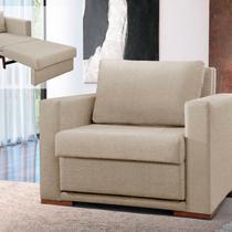 Sofá Cama Solteiro Extensível Linho Bege Claro Hermes Luxo 110cm