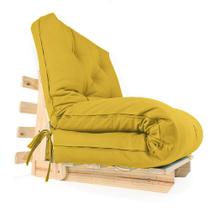 Sofa Cama Solteiro Futon Dobrável Amarelo Acquablock - R9 Design Futon
