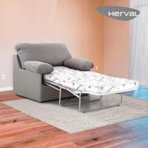 Sofá-Cama Solteiro Herval Andes, Linho Chumbo, 105 cm
