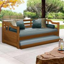 Sofa cama solteiro madeira maciça com cama auxiliar Atraente castanho