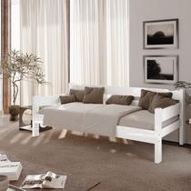 Sofá Cama Solteiro Madeira Maciça Reforçada Nemargi Branco
