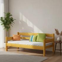 Sofá Cama Solteiro Nemargi Madeira Maciça Super Resistente Cor Cerejeira