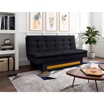 Sofa Cama Suede 2 Lugares com Baú Berilo Espresso Móveis Preto Sofa Cama Suede 2 Lugares com Baú Berilo Espresso Móveis Preto