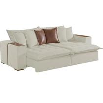 Sofá Cama Tebas 230cm 4 Lugares Retrátil e Reclinável Tecido Linho Innove Cor Bege