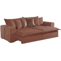 Sofá Cama Tebas 4 Lugares Retrátil e Reclinável 250cm Tecido Linho Innove Cor Marrom Sofá Cama Tebas 4 Lugares Retrátil e Reclinável 250cm Tecido Linho Innove Cor Marrom