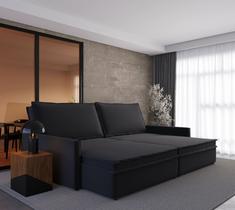 Sofá-cama Tunísia Retrátil Sem Caixa 4 Lugares Suede 210cm Abertura 130cm Sofá-cama Tunísia Retrátil Sem Caixa 4 Lugares Suede 210cm Abertura 130cm