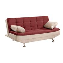 Sofá Cama Valencia 3 Lugares Reclinável Material Vinho com Marfim - Speciale Home