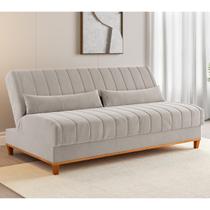 Sofa Cama Veneza 1,80 Reclinável 3 Lugares Veludo Marfim Casa Giulia