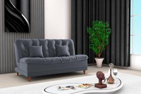 Sofá Cama Vintage Decorativo 3 Lugares Reclinável Veludo Chumbo Luxo Matrix Duda