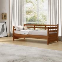 Sofá Cama Vintage Enjoy Mona Madeira com Colchão Castanho Acompanha Nicho