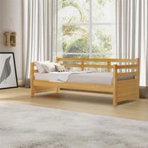 Sofá Cama Vintage Enjoy Mona Madeira com Colchão Imbuia Acompanha Nicho