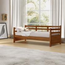 Sofá Cama Vintage Luxo Enjoy Mona em Madeira Maciça Acompanha Nicho Retrô Reforçada Alta Castanho