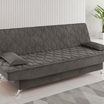 Sofa Cama Zenite 3 Lugares Reclinável com 2 Almofadas Soltas Grafite - Viero