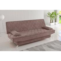 Sofa Cama Zenite 3 Lugares Reclinável com 2 Almofadas Soltas Veludo Rosa