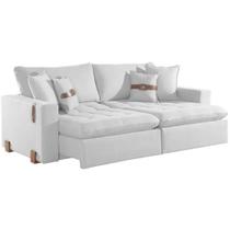 Sofá Cama Zeus 200cm 3 Lugares Retrátil e Reclinável Tecido Linho Innove Cor Gelo