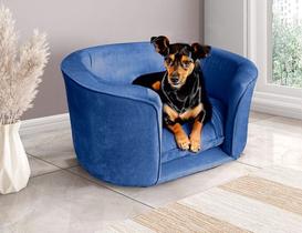 Sofá Caminha Para Pet Cães E Gato Veludo Azul Marinho Bz
