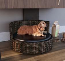 Sofá Caminha Pets Comfort Redonda Estofamento Impermeável Junco Argila Mesclado