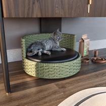 Sofá Caminha Pets Comfort Redonda Estofamento Impermeável Junco Verde Militar