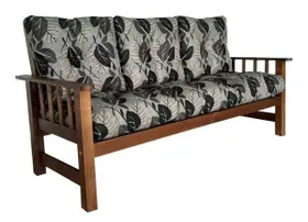 Sofá Cancún 3 Lugares de Madeira Banco Super Resistente Estampa Floral Preta