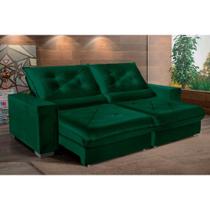 Sofá Cancún Retrátil/Reclinável 2,30m Suede Velusoft verde c/molas ensacadas pillow top-Sofá Casa