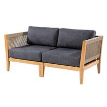 Sofá Cannes 02 Lugares Acquablock Preto Base Verniz Mel - 72334