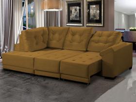 Sofá Canto 5 Lugares Chaise E 250 Cm Mola Bonnel Retrátil D26 Cama Luxury Suede Dourado - SóSofá