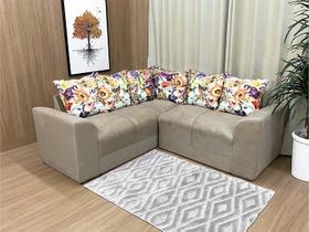 Sofá Canto Bege com Floral 607/42 Belo