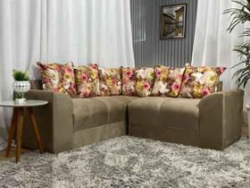 Sofá Canto Bege com Floral 607/66 Belo