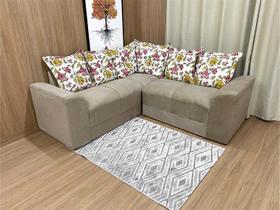 Sofá Canto Bege com Floral 607/78 Belo Sofá Canto Bege com Floral 607/78 Belo