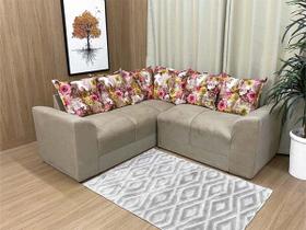 Sofá Canto Belo Bege com Floral Sofá Canto Belo Bege com Floral