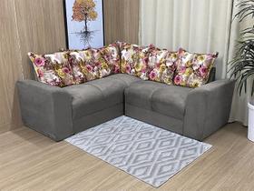 Sofá Canto Cappuccino com Floral 630/66 Belo Sofá Canto Cappuccino com Floral 630/66 Belo