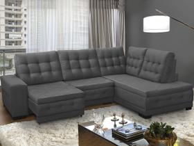 Sofá Canto Chaise 5 Lugares Retrátil Reclinável 285 Cm Mola Bonnel Pillow Rio Suede Cinza - SóSofá