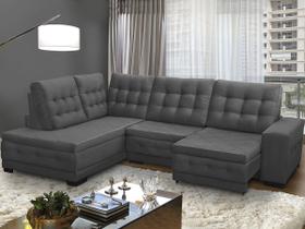 Sofá Canto Chaise 5 Lugares Retrátil Reclinável 285 Cm Mola Bonnel Pillow Rio Veludo Cinza - SóSofá