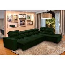 Sofá Canto Chaise D 360 x 220 Cm Retrátil Mola Bonnel Pillow D28 Stillo Veludo Verde - Grandellar