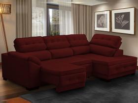 Sofá Canto Chaise Luiza 5 Lug Retrátil Reclinável 250Cm Mola Bonnel Pillow Suede Vermelho - SóSofá